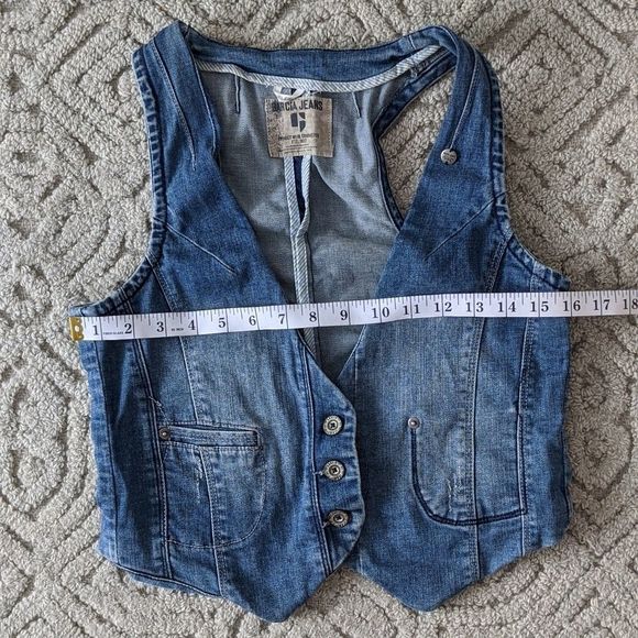 Garcia Denim sleeveless Jean jacket, denim sleeveless vest size Medium @c - Picture 7 of 7